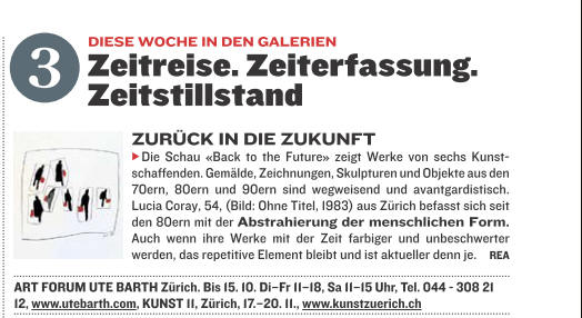 Schweizer Illustrierte DIE BESTEN: Galerie ART FORUM UTE BARTH Zürich, Schweiz