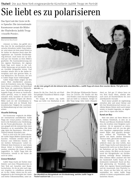Artikel �ber Judith Trepp in der Z�richseezeitung M�rz 2009